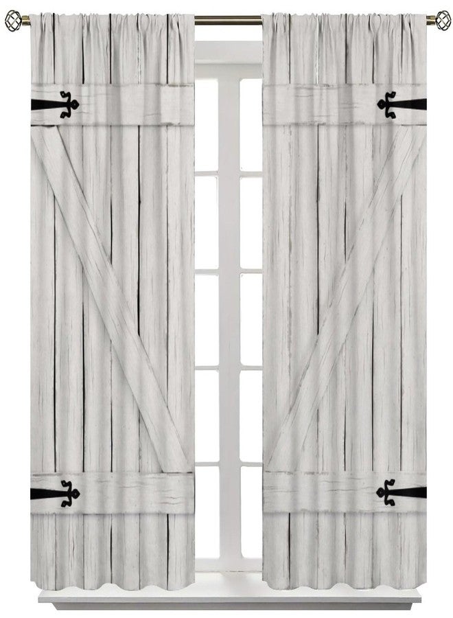 YCness White Barn Door Curtains, Farmhouse Vintage Country Door Window Treatments for Bedroom Kitchen Living Room Home Living Room Drapes, 42x45 Inch - Image 3
